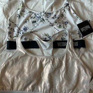 Victoria's Secret Racerback Sport Bra in Floral and Silver